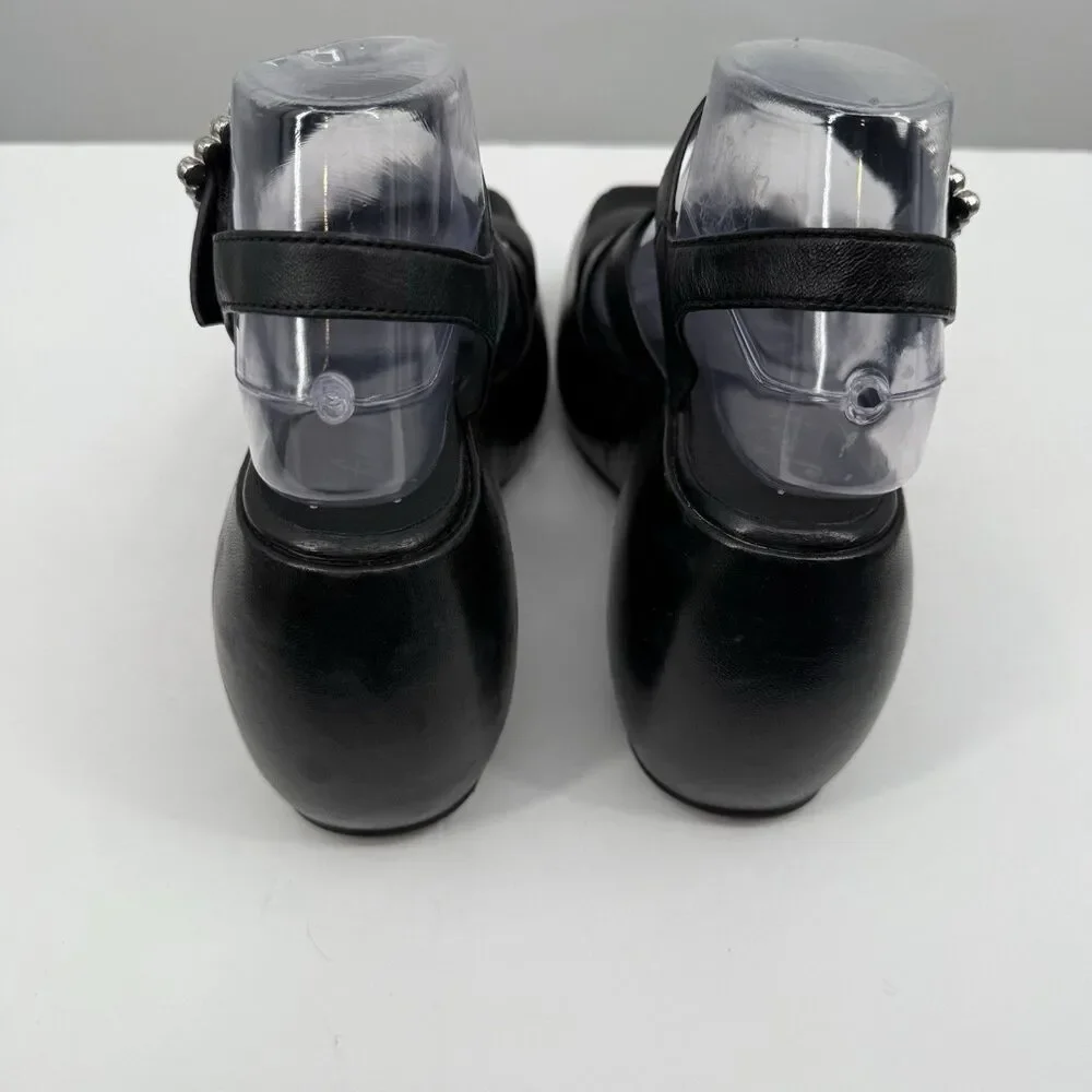 Free People Brooklyn US 7.5 Shoes Black Leather Ankle Strap Platform Sandals